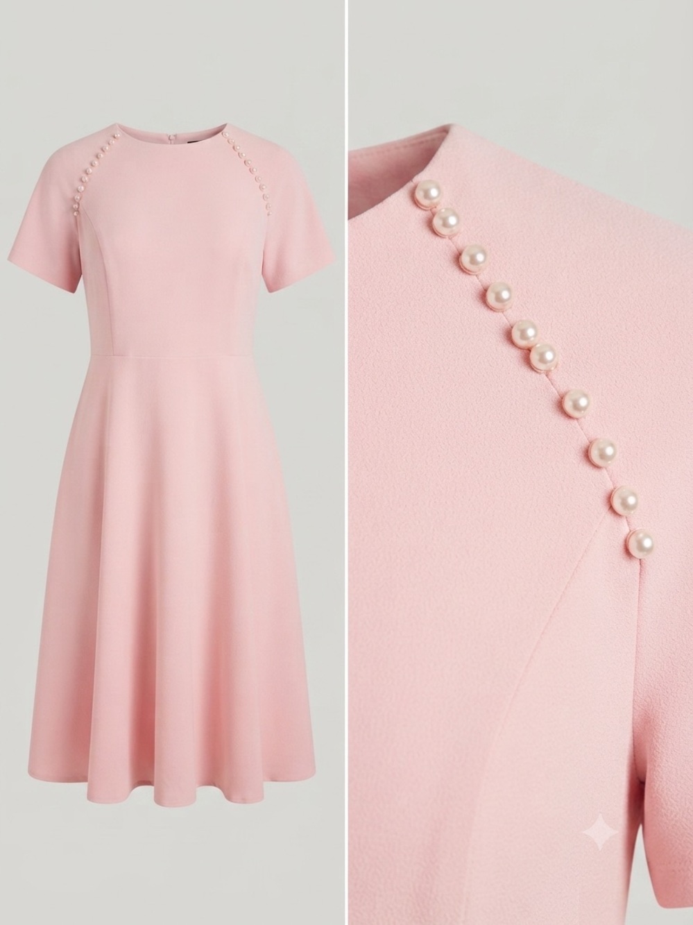 Jessica Howard BlushPearl-Trim Midi Dress